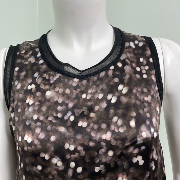 Rag & Bone Edie Printed Silk Tank Top Speckled Dot Print Mesh Trim - Picture 4 of 9